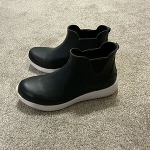Black Ankle Boots with White Soles